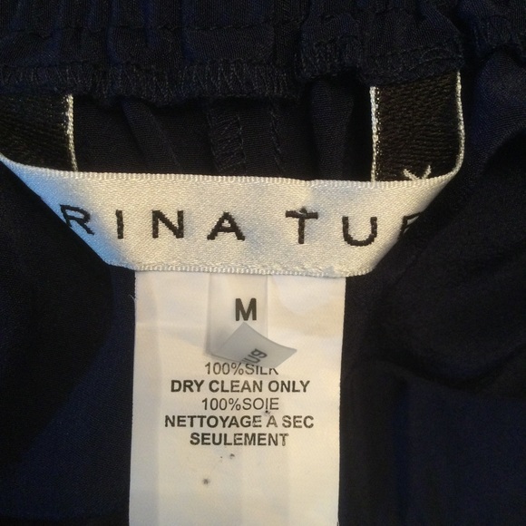Trina Turk Silk Pull-On Navy Blue Pants Size Medium - Picture 7 of 11